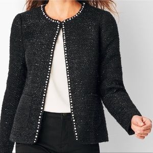 Talbots tweed sequin and pearl jacket